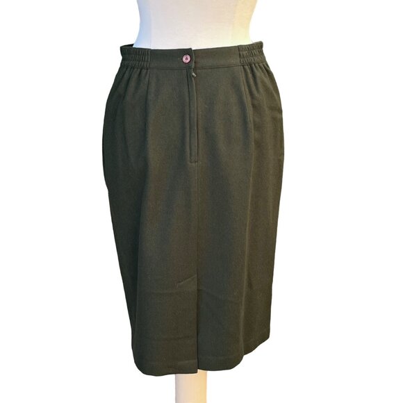 Sag Harbor Olive Green Wool LIned Mid-Length Basic Classic Pencil Skirt‎ Size 12 - Picture 3 of 5